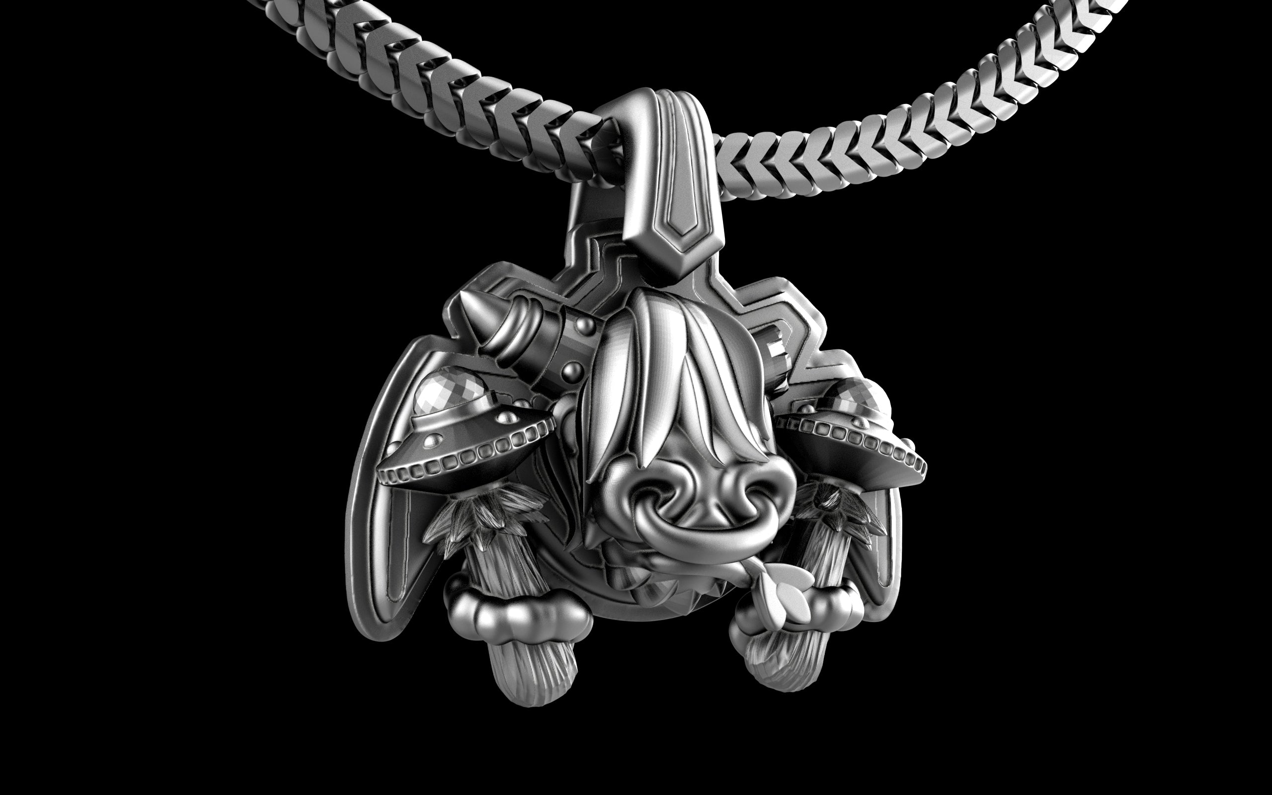 "Maddox" Long-Haired Cow/Bull/Ox with UFO's Pendant with Chain - Sterling Silver / Brass / Bronze