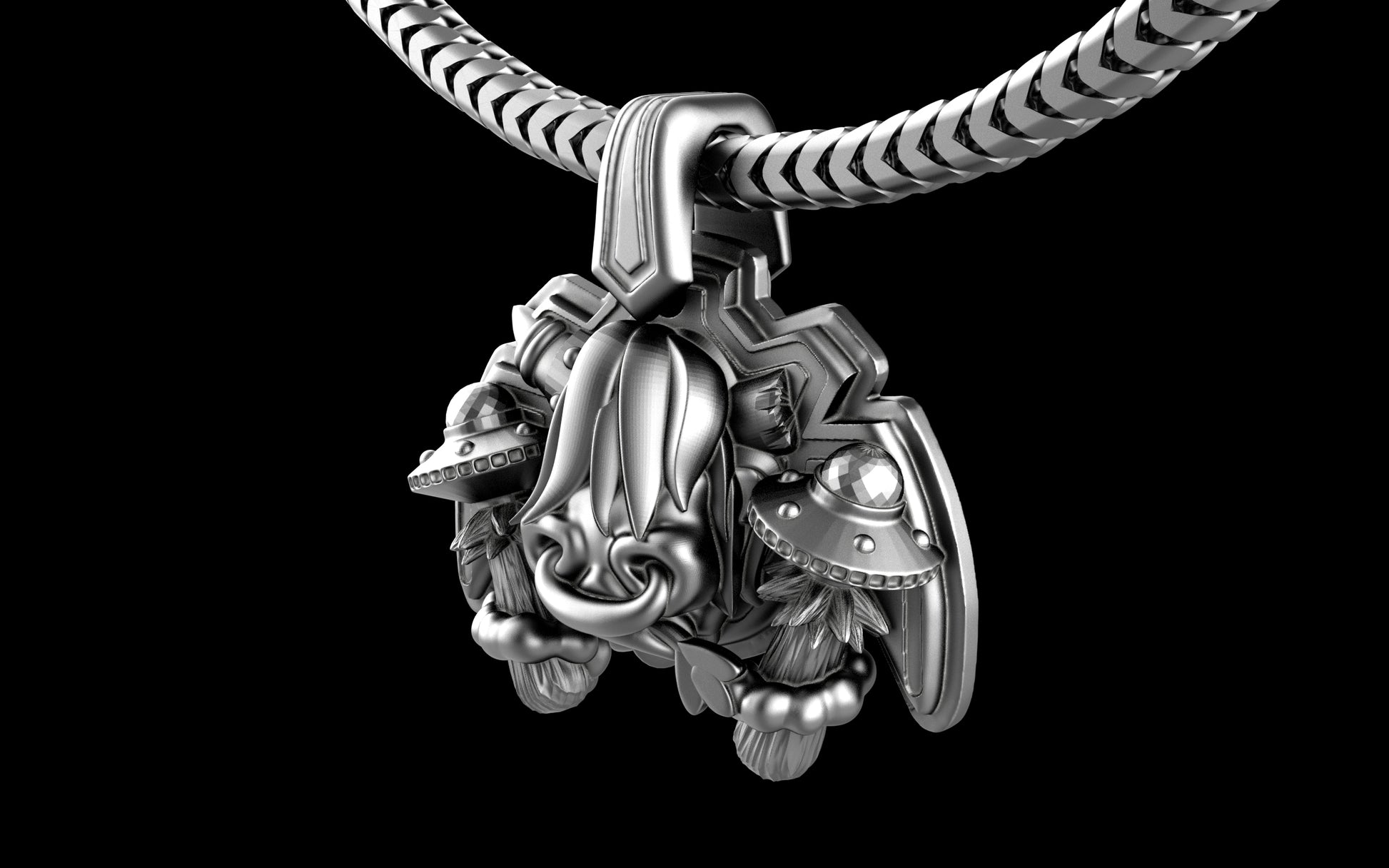 "Maddox" Long-Haired Cow/Bull/Ox with UFO's Pendant with Chain - Sterling Silver / Brass / Bronze