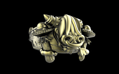 "Maddox" Long-Haired Cow/Bull/Ox with UFO's Ring - Sterling Silver / Brass / Bronze