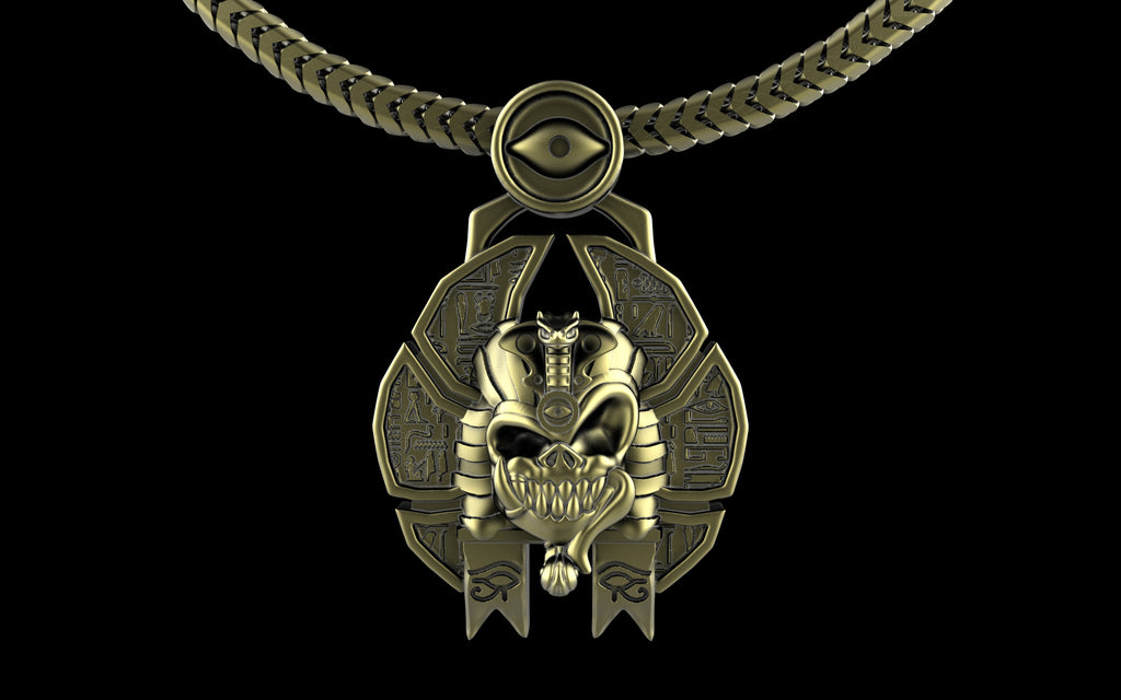 "Nephthys" Undead Egyptian Pharoah Pendant with Chain - Sterling Silver / Brass / Bronze
