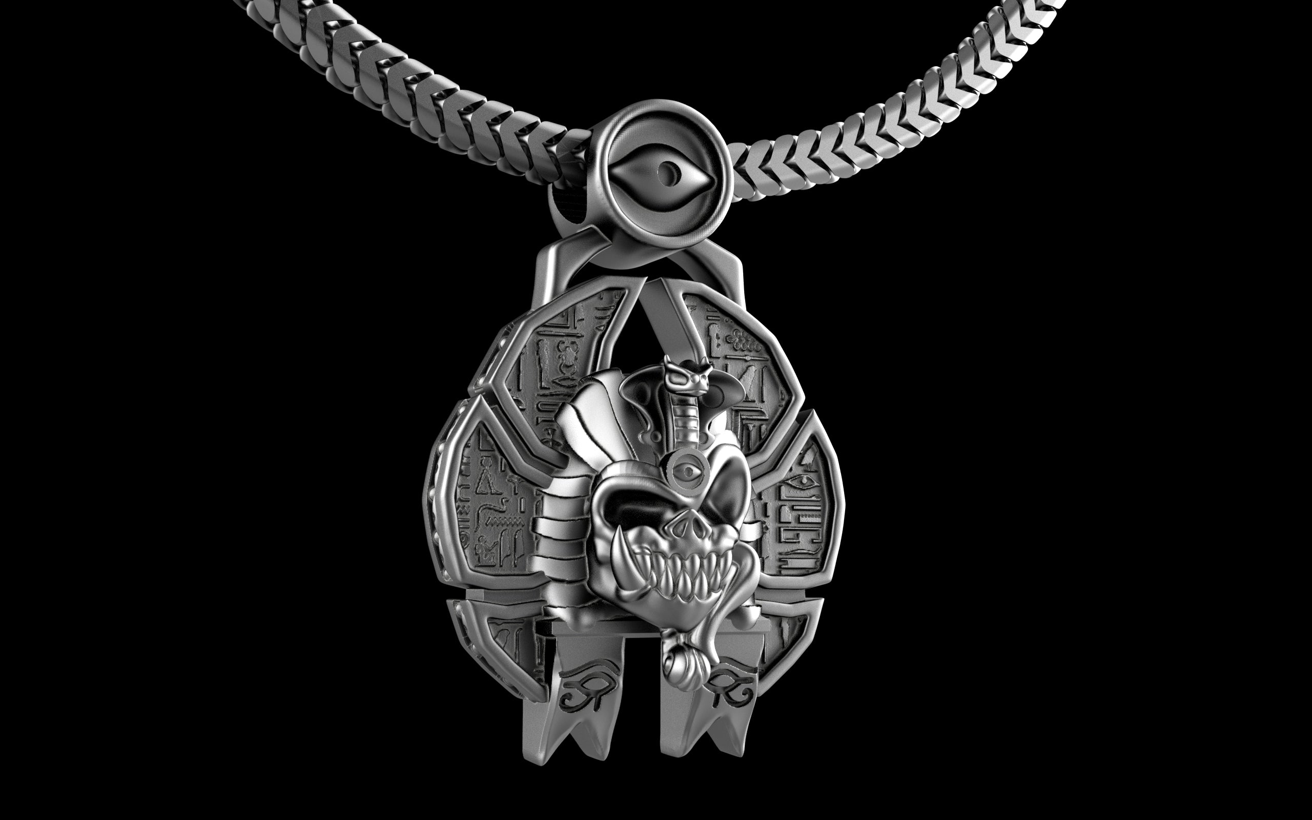 "Nephthys" Undead Egyptian Pharoah Pendant with Chain - Sterling Silver / Brass / Bronze