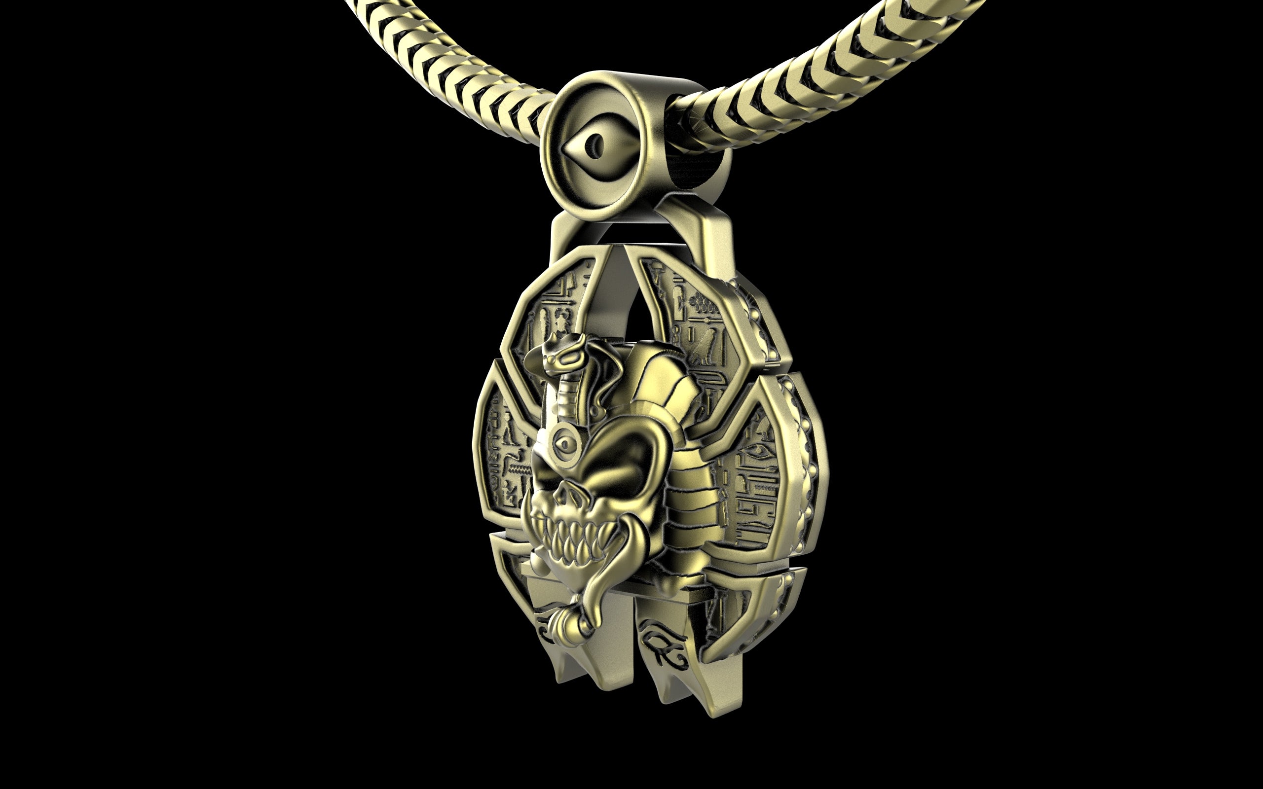 "Nephthys" Undead Egyptian Pharoah Pendant with Chain - Sterling Silver / Brass / Bronze