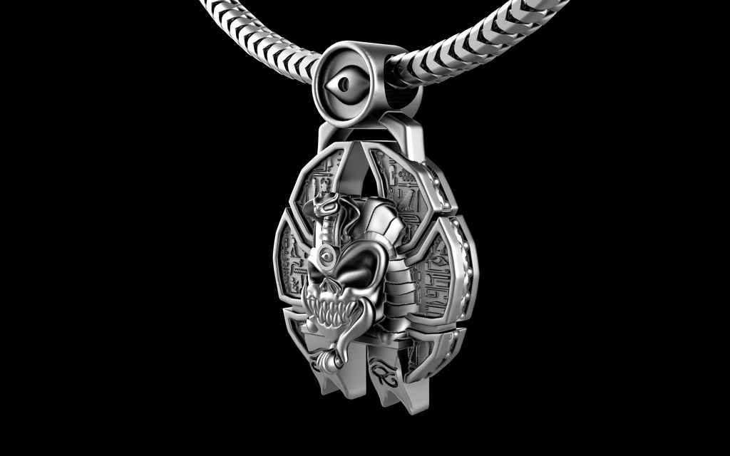 "Nephthys" Undead Egyptian Pharoah Pendant with Chain - Sterling Silver / Brass / Bronze
