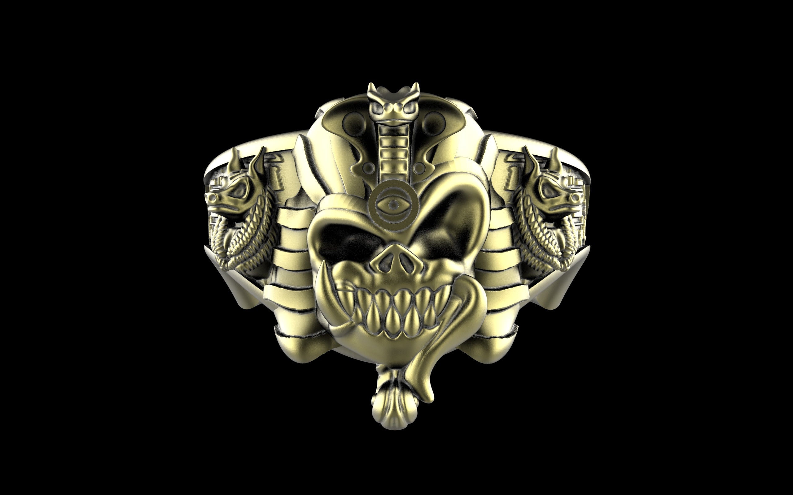 "Nephthys" Undead Egyptian Pharoah Ring - Sterling Silver / Brass / Bronze