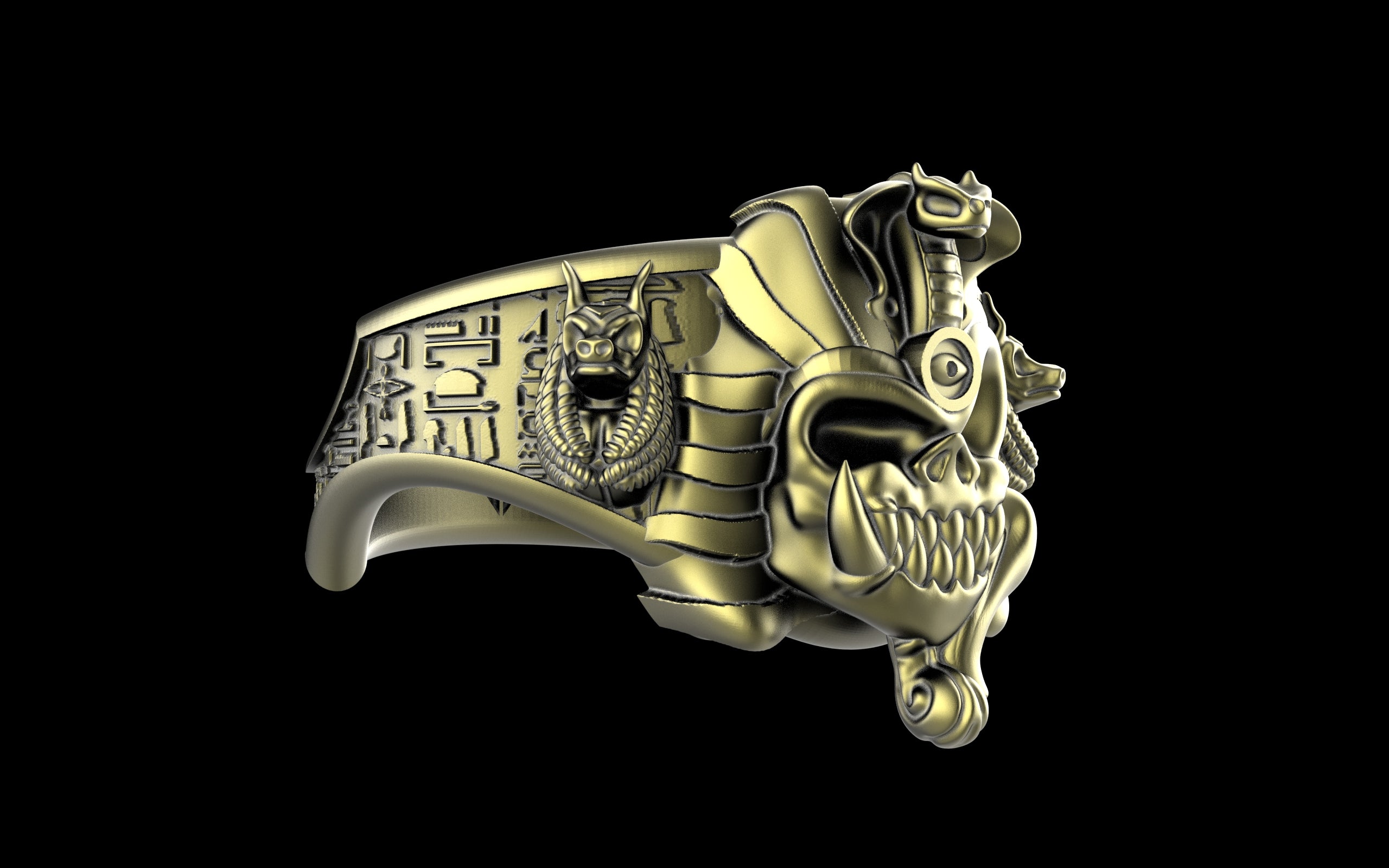 "Nephthys" Undead Egyptian Pharoah Ring - Sterling Silver / Brass / Bronze
