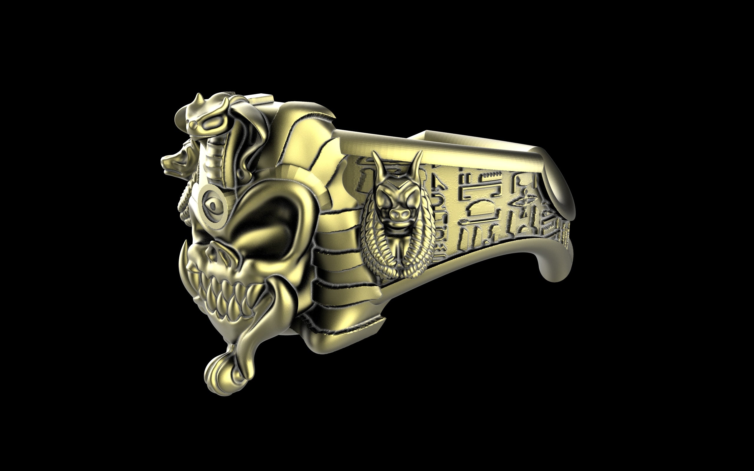 "Nephthys" Undead Egyptian Pharoah Ring - Sterling Silver / Brass / Bronze