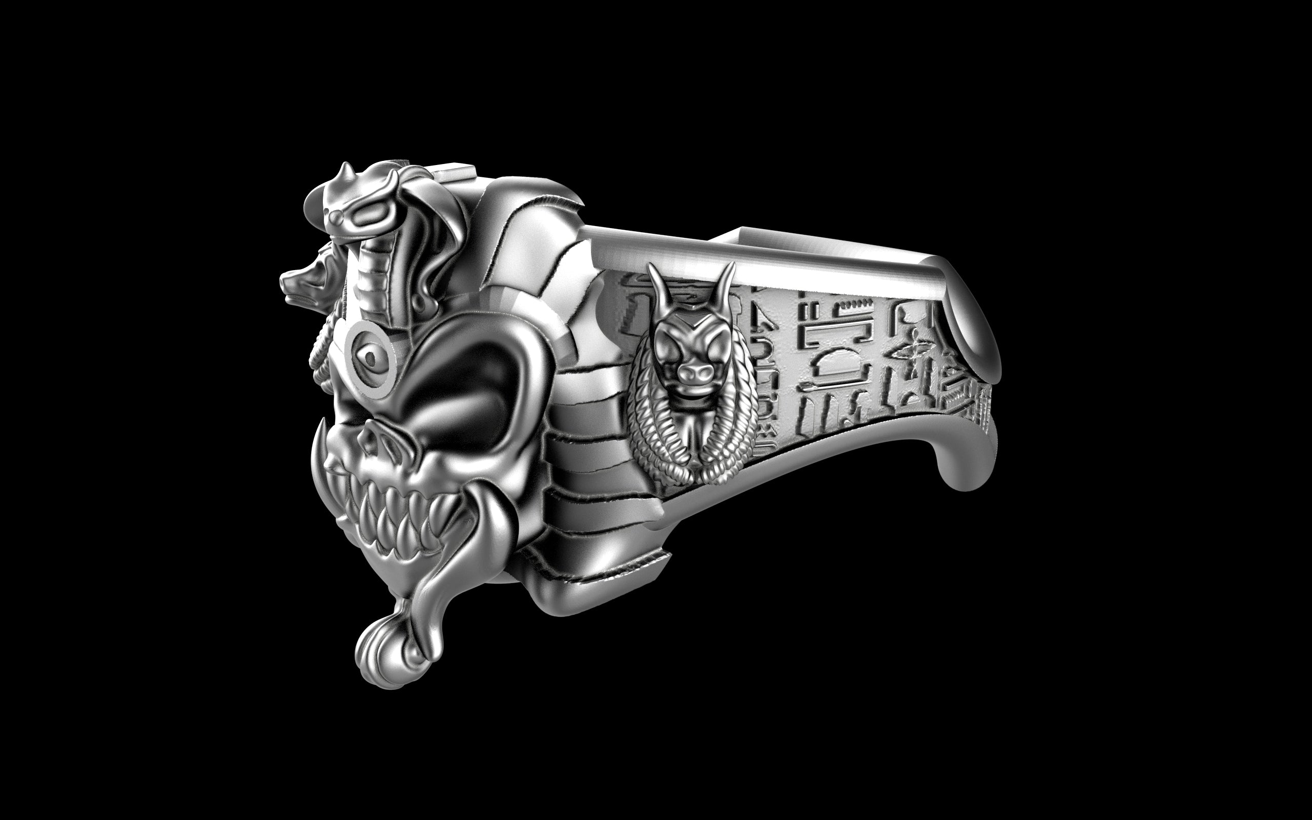 "Nephthys" Undead Egyptian Pharoah Ring - Sterling Silver / Brass / Bronze