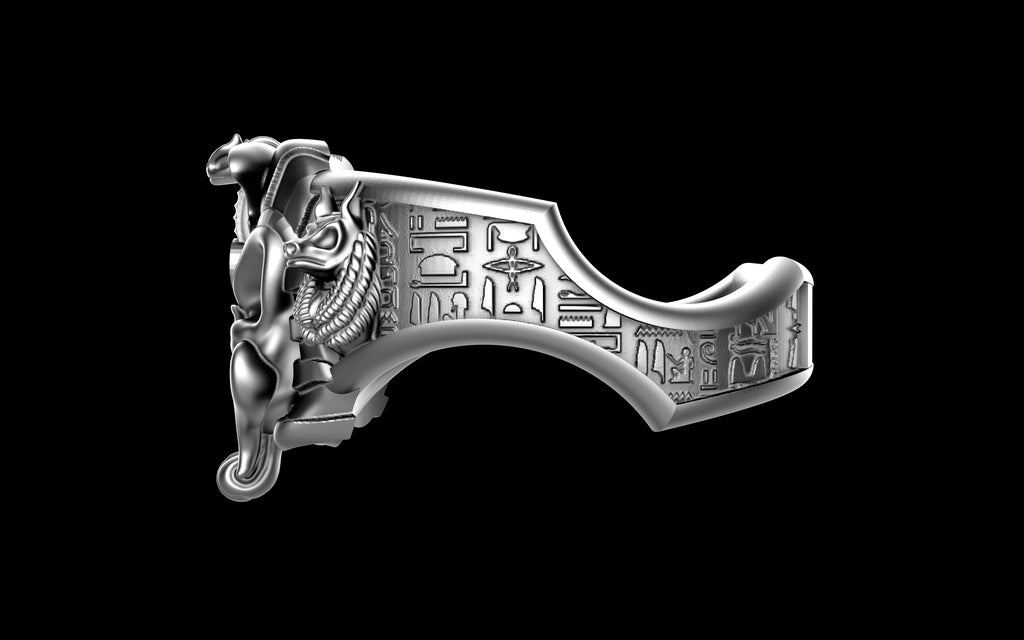 "Nephthys" Undead Egyptian Pharoah Ring - Sterling Silver / Brass / Bronze
