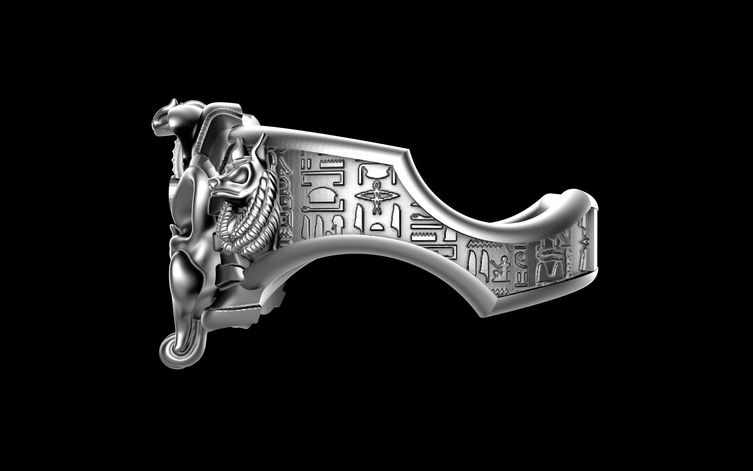 "Nephthys" Undead Egyptian Pharoah Ring - Sterling Silver / Brass / Bronze