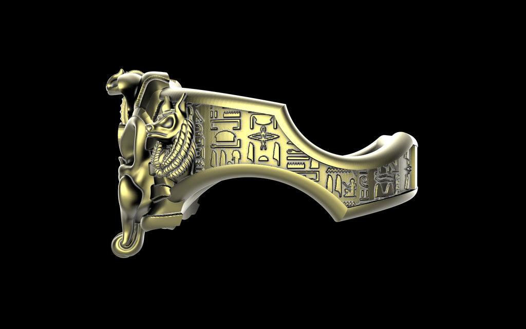 "Nephthys" Undead Egyptian Pharoah Ring - Sterling Silver / Brass / Bronze