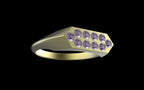 "Nyalla" Minimalist Long Hex Signet Ring - Custom Pave Gemstones - Sterling Silver / Brass
