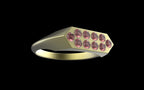 "Nyalla" Minimalist Long Hex Signet Ring - Custom Pave Gemstones - Sterling Silver / Brass