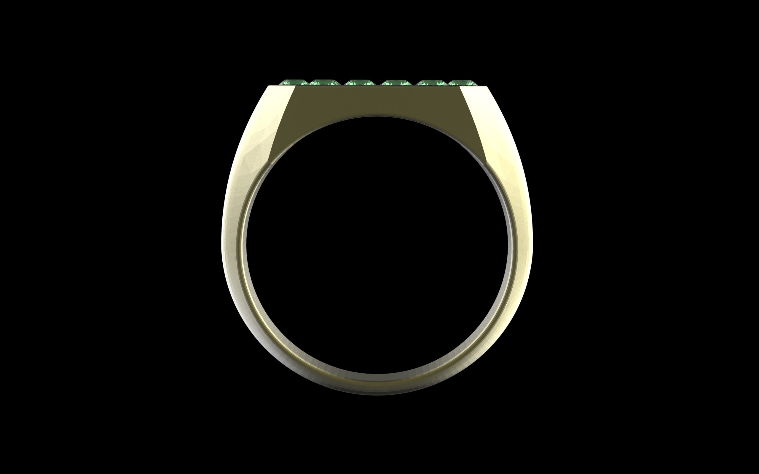 "Nyalla" Minimalist Long Hex Signet Ring - Custom Pave Gemstones - Sterling Silver / Brass