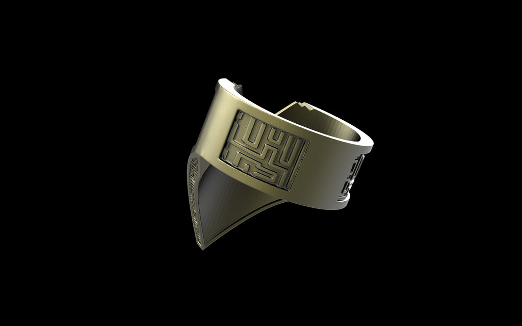 "Amneil" Future Tribal Patterned Symmetrical Ring - Sterling Silver / Brass