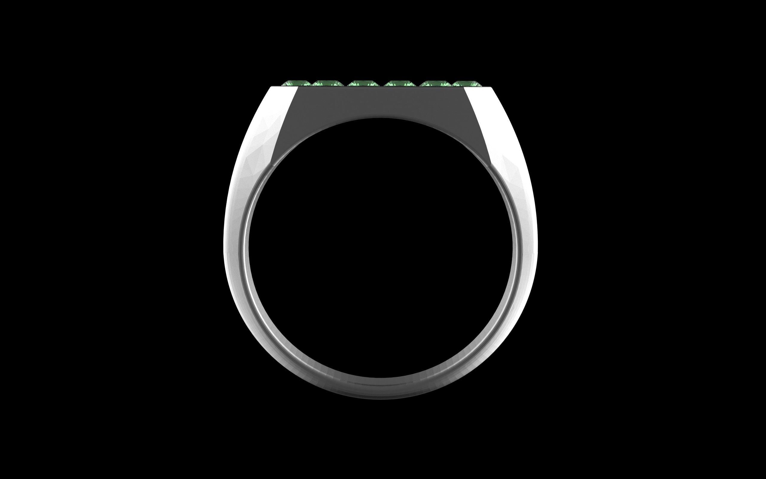 "Nyalla" Minimalist Long Hex Signet Ring - Custom Pave Gemstones - Sterling Silver / Brass