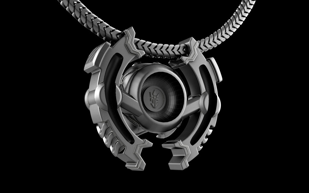 "Omnipresence" Biomechanical Cyberpunk Pendant with Chain - Sterling Silver / Brass / Bronze