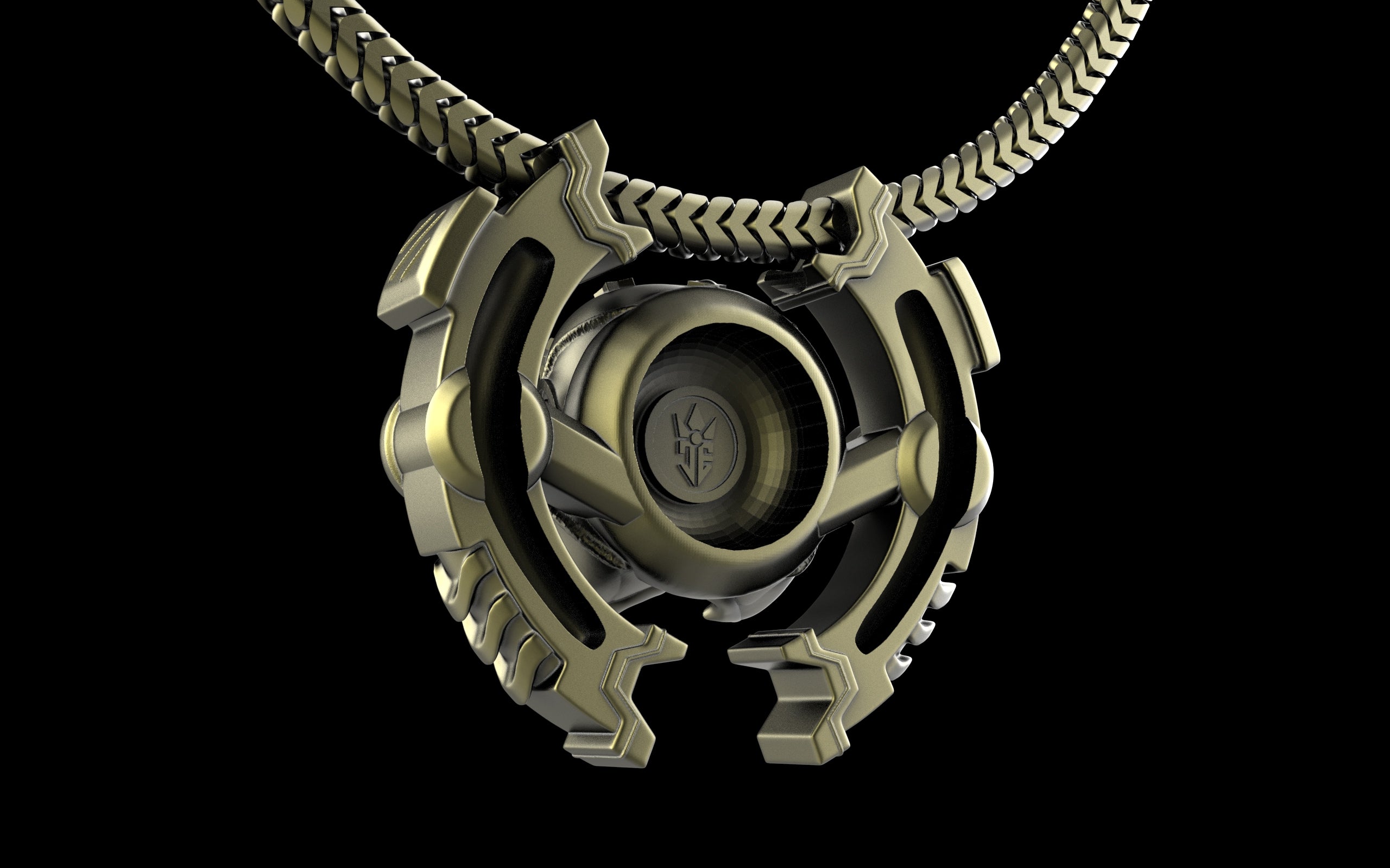 "Omnipresence" Biomechanical Cyberpunk Pendant with Chain - Sterling Silver / Brass / Bronze