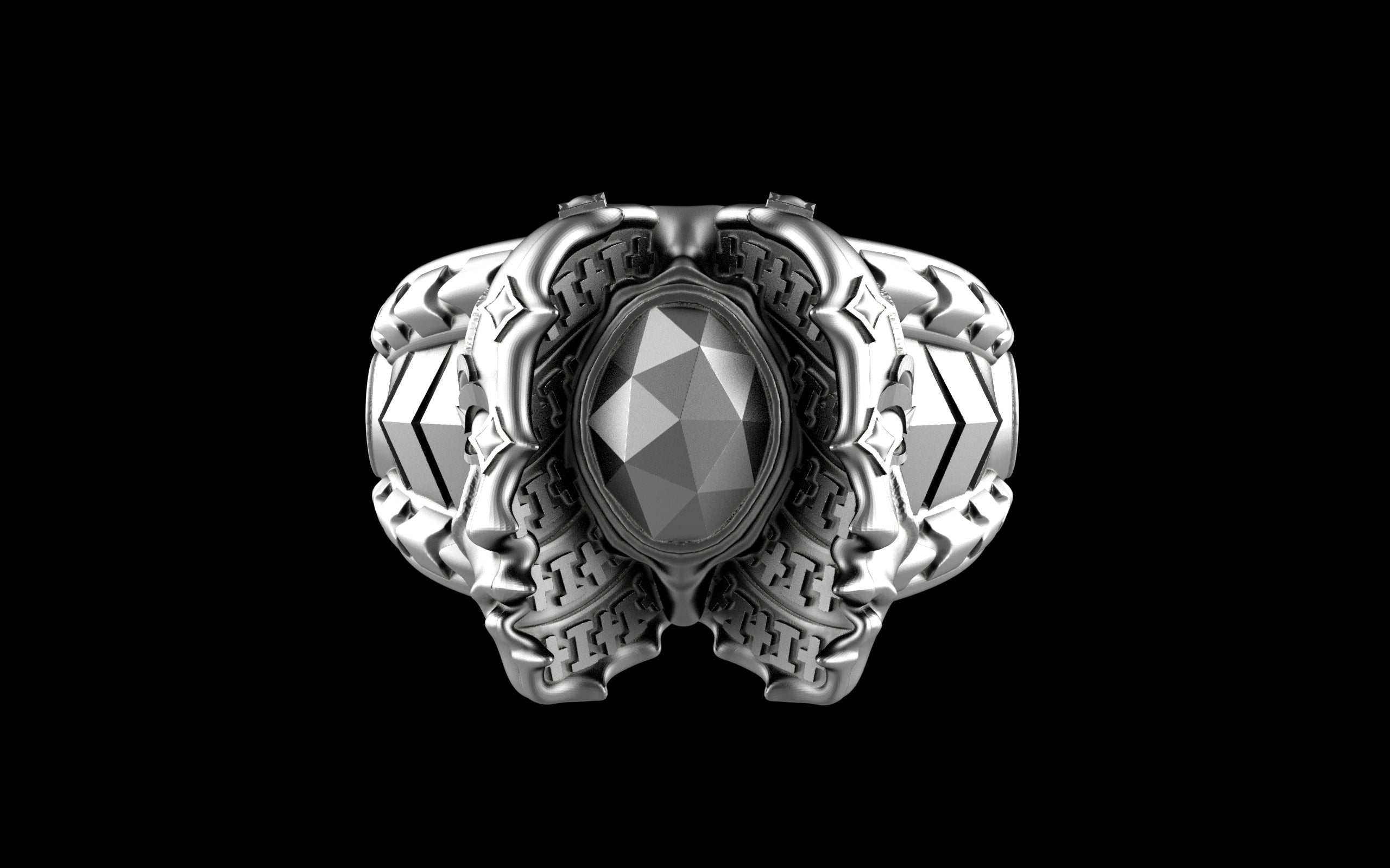 "Omnipresence" Biomechanical Cyberpunk Ring - Sterling Silver / Brass / Bronze