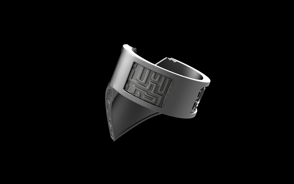 "Amneil" Future Tribal Patterned Symmetrical Ring - Sterling Silver / Brass