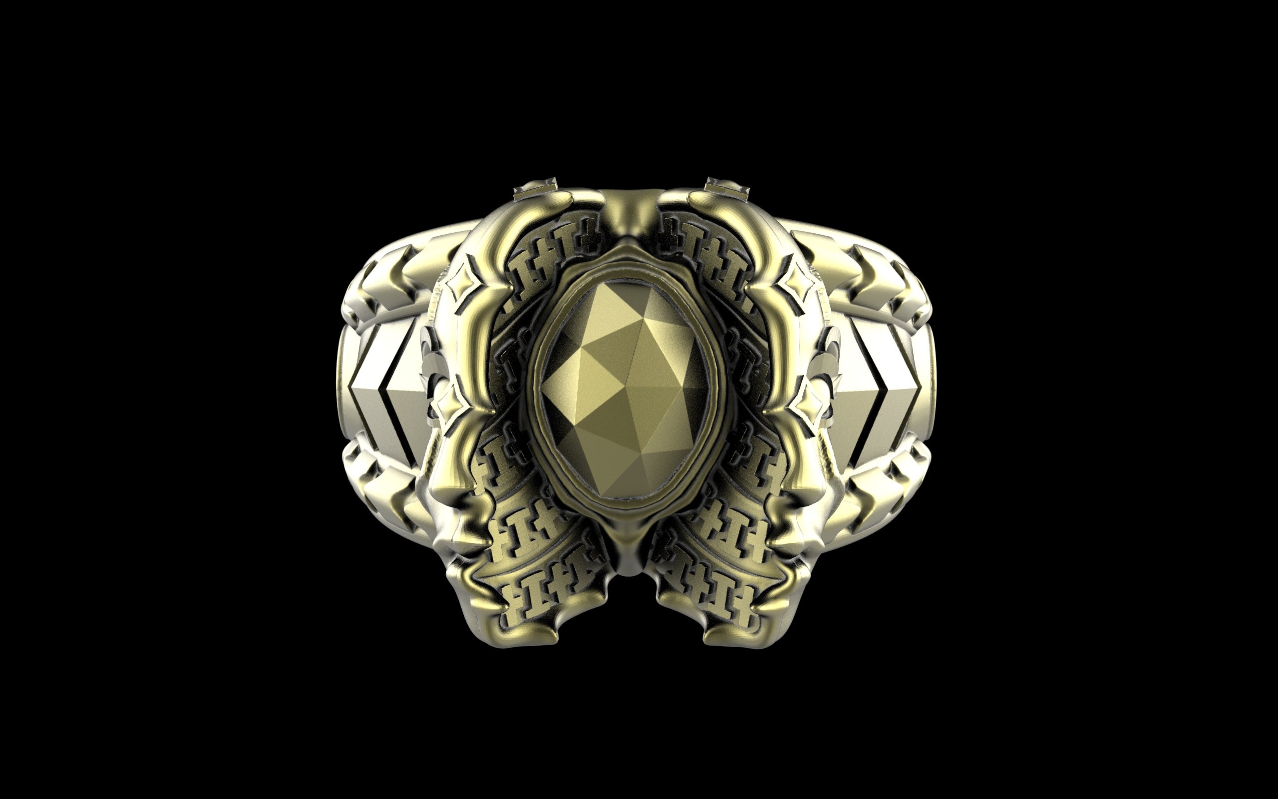 "Omnipresence" Biomechanical Cyberpunk Ring - Sterling Silver / Brass / Bronze