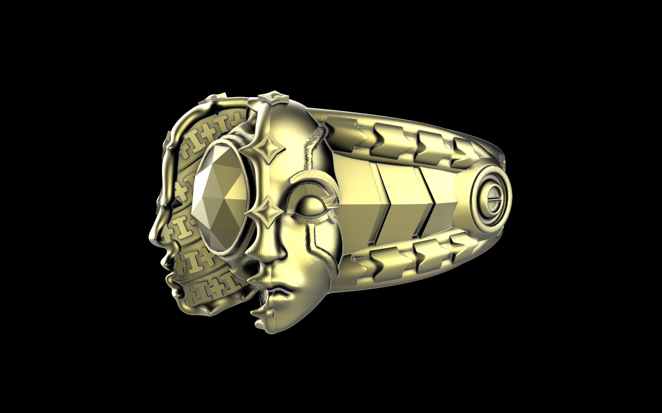 "Omnipresence" Biomechanical Cyberpunk Ring - Sterling Silver / Brass / Bronze