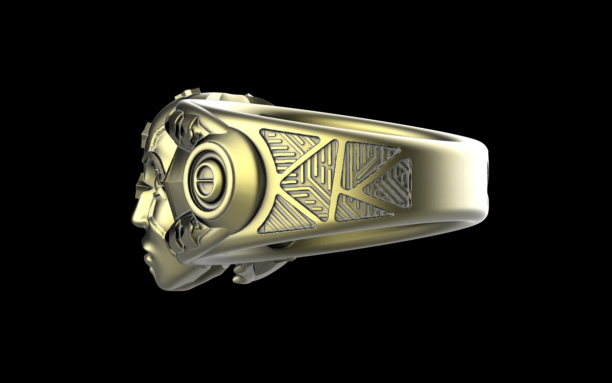 "Omnipresence" Biomechanical Cyberpunk Ring - Sterling Silver / Brass / Bronze