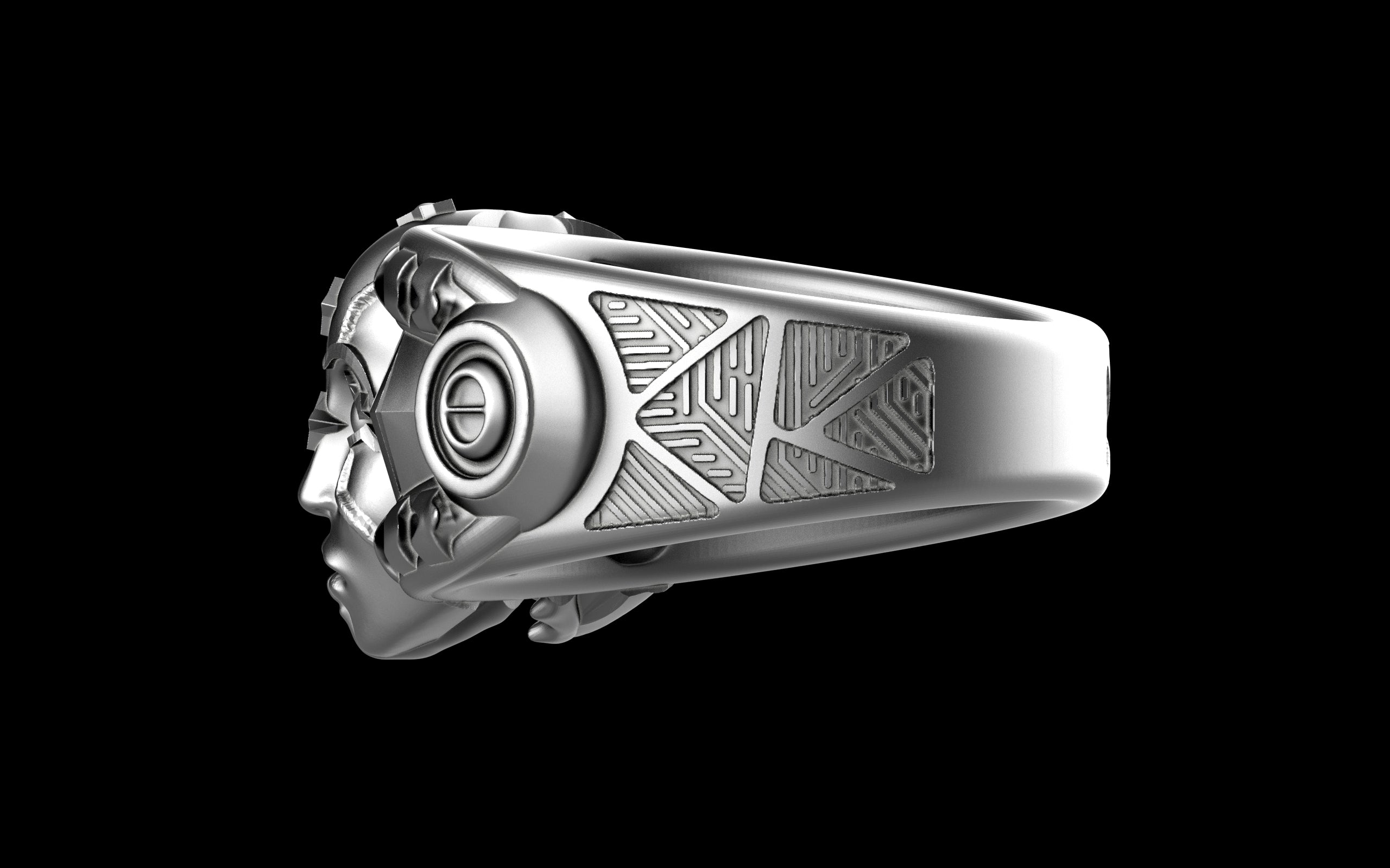 "Omnipresence" Biomechanical Cyberpunk Ring - Sterling Silver / Brass / Bronze