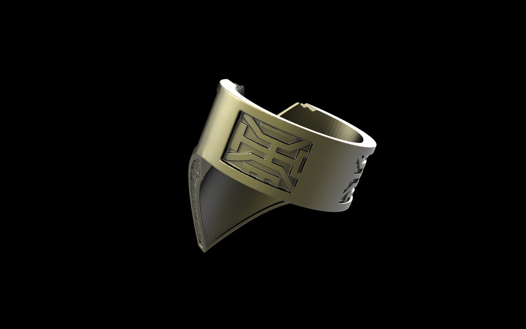 "Amneil" Future Tribal Patterned Symmetrical Ring - Sterling Silver / Brass