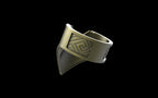 "Amneil" Future Tribal Patterned Symmetrical Ring - Sterling Silver / Brass