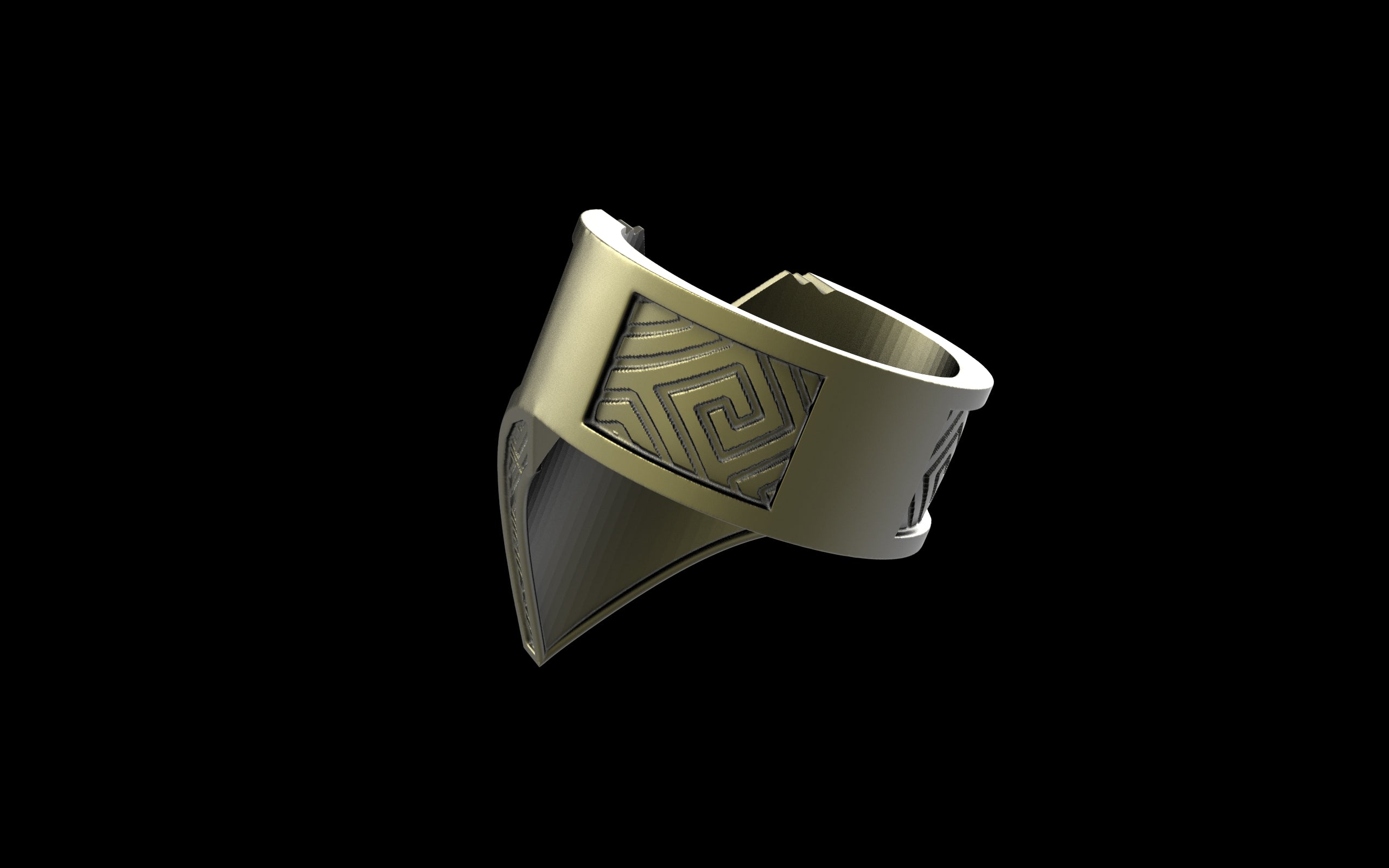 "Amneil" Future Tribal Patterned Symmetrical Ring - Sterling Silver / Brass
