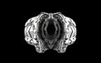 "Omnipresence" Biomechanical Cyberpunk Gemstone Ring - Sterling Silver / Brass / Bronze