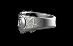 "Omnipresence" Biomechanical Cyberpunk Gemstone Ring - Sterling Silver / Brass / Bronze