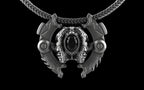 "Omnipresence" Biomechanical Cyberpunk Gemstone Pendant with Chain - Sterling Silver / Brass / Bronze