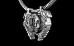 "Omnipresence" Biomechanical Cyberpunk Gemstone Pendant with Chain - Sterling Silver / Brass / Bronze
