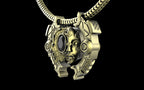 "Omnipresence" Biomechanical Cyberpunk Gemstone Pendant with Chain - Sterling Silver / Brass / Bronze