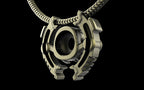 "Omnipresence" Biomechanical Cyberpunk Gemstone Pendant with Chain - Sterling Silver / Brass / Bronze