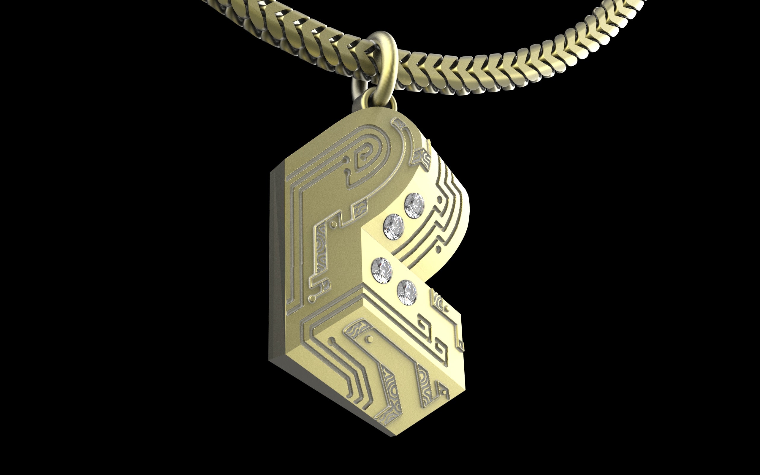 "Pretty Lights" Gemstone Pendant with Chain - Sterling Silver / Brass / Bronze 