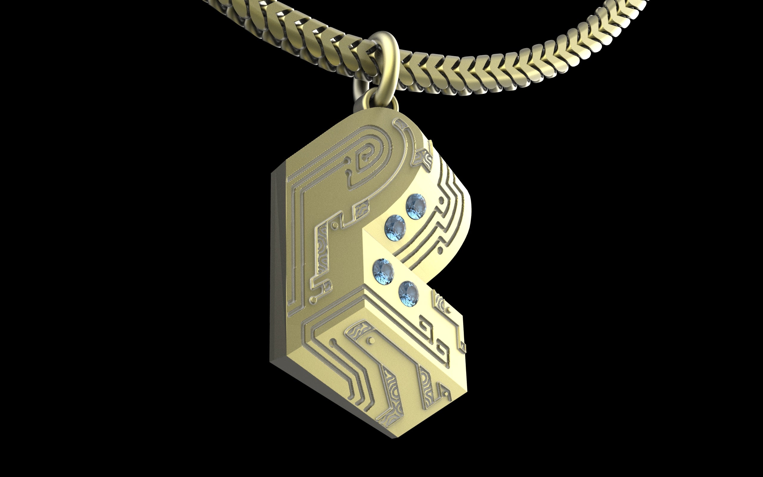 "Pretty Lights" Gemstone Pendant with Chain - Sterling Silver / Brass / Bronze 