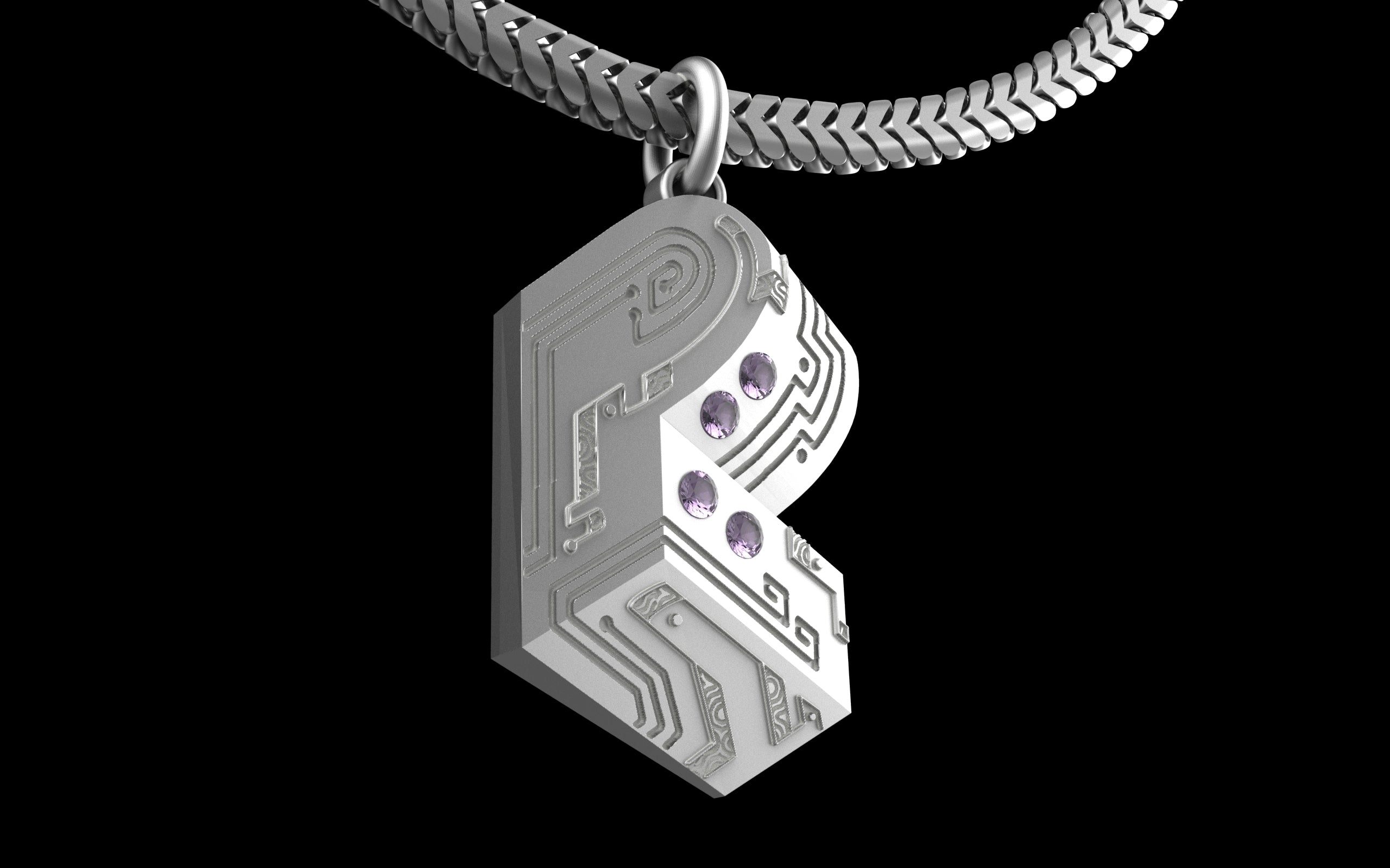 "Pretty Lights" Gemstone Pendant with Chain - Sterling Silver / Brass / Bronze 