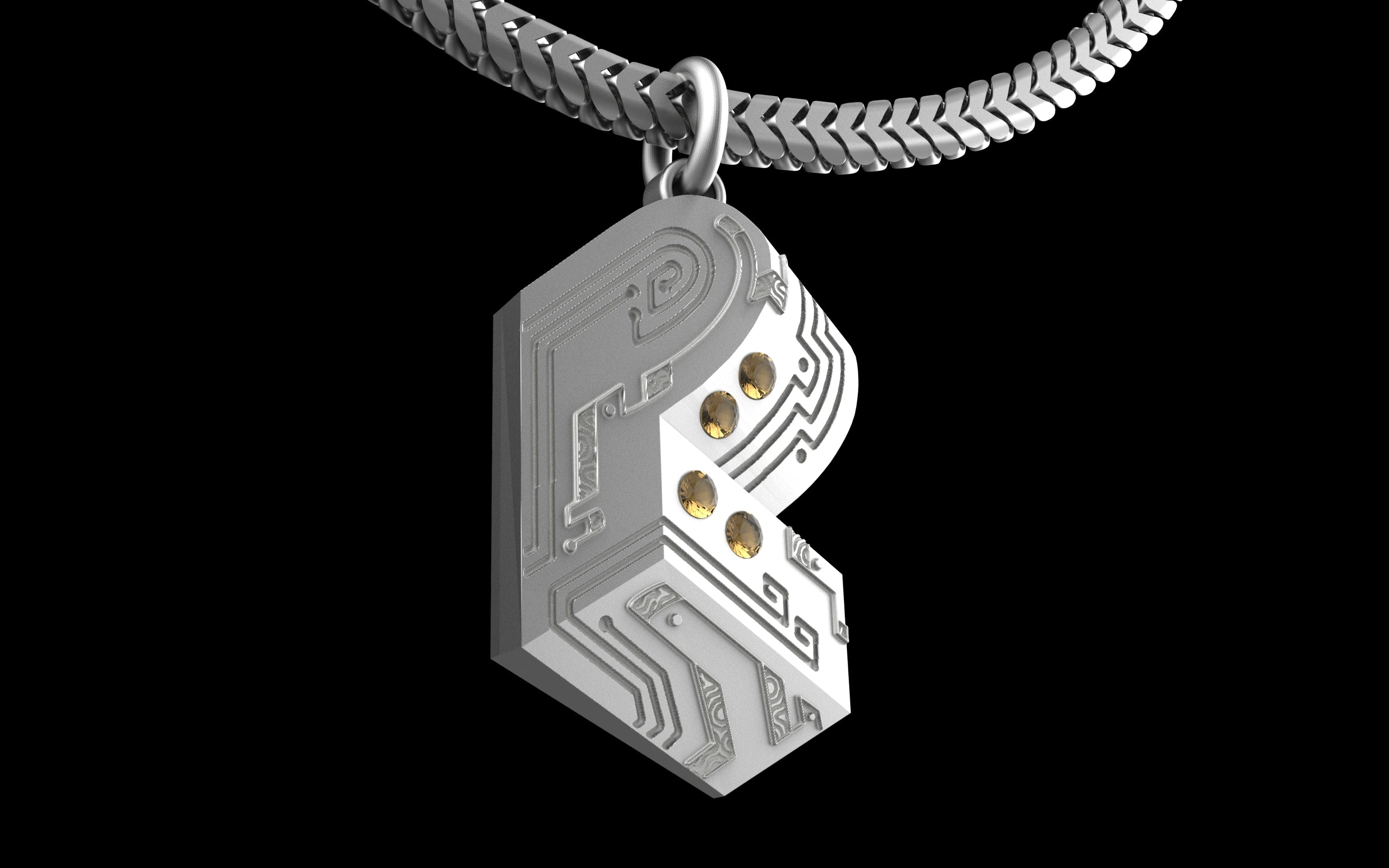 "Pretty Lights" Gemstone Pendant with Chain - Sterling Silver / Brass / Bronze 