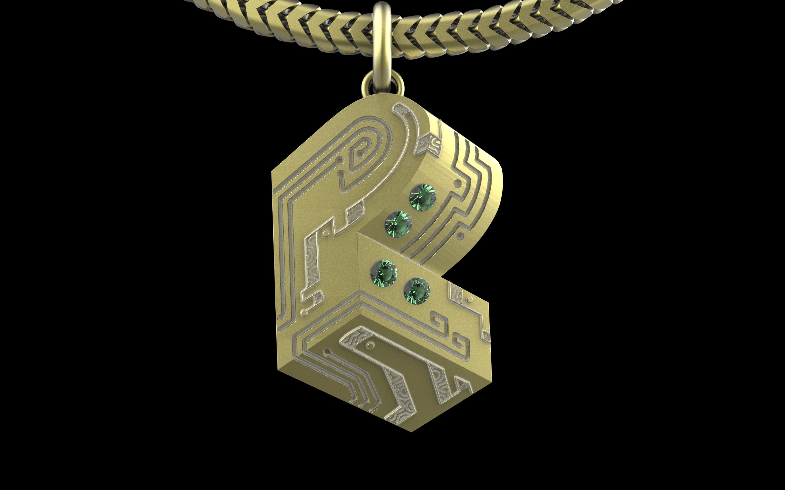 "Pretty Lights" Gemstone Pendant with Chain - Sterling Silver / Brass / Bronze 