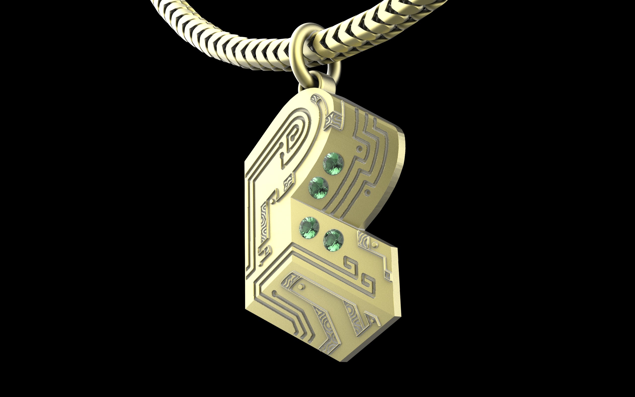"Pretty Lights" Gemstone Pendant with Chain - Sterling Silver / Brass / Bronze 