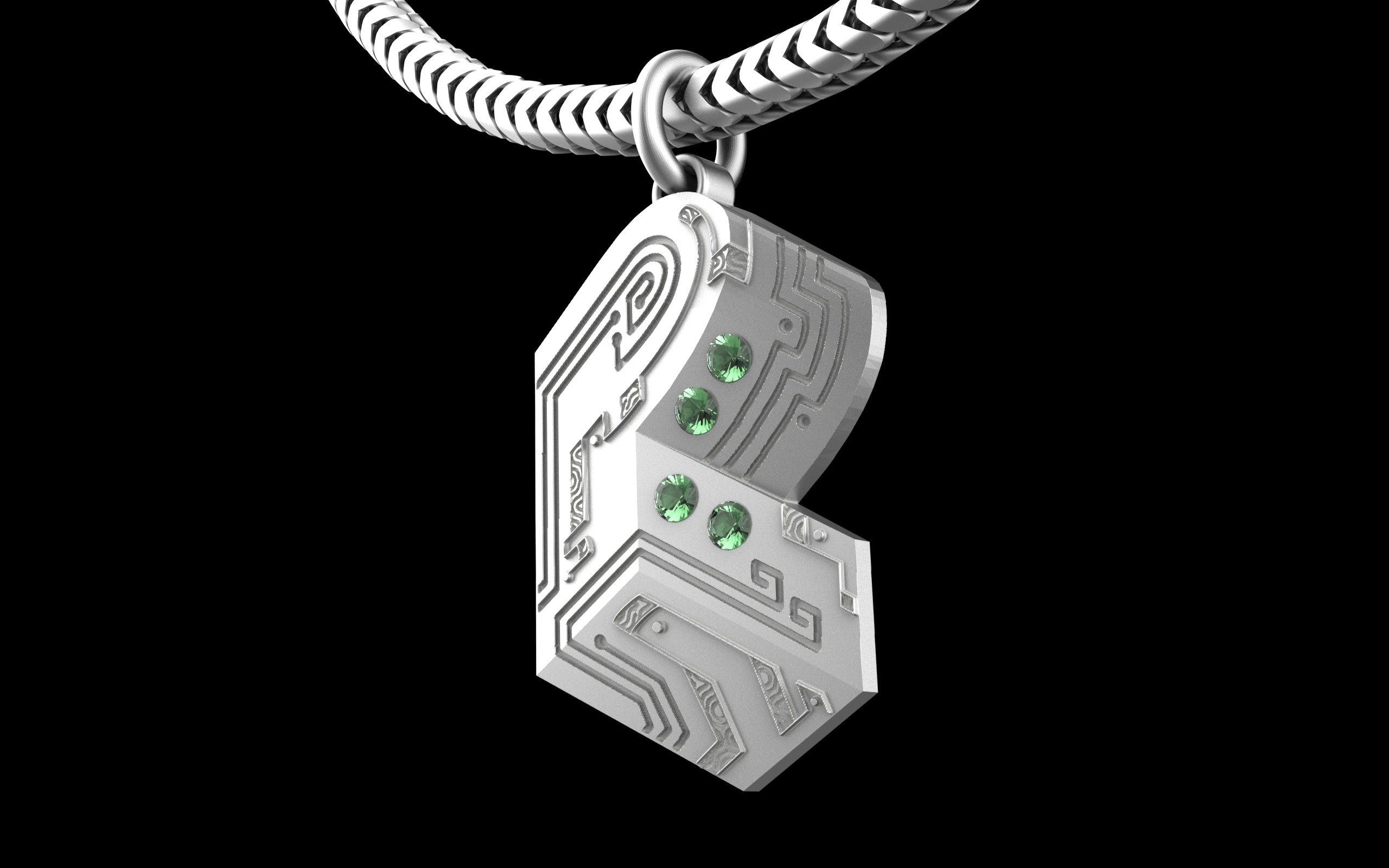"Pretty Lights" Gemstone Pendant with Chain - Sterling Silver / Brass / Bronze 