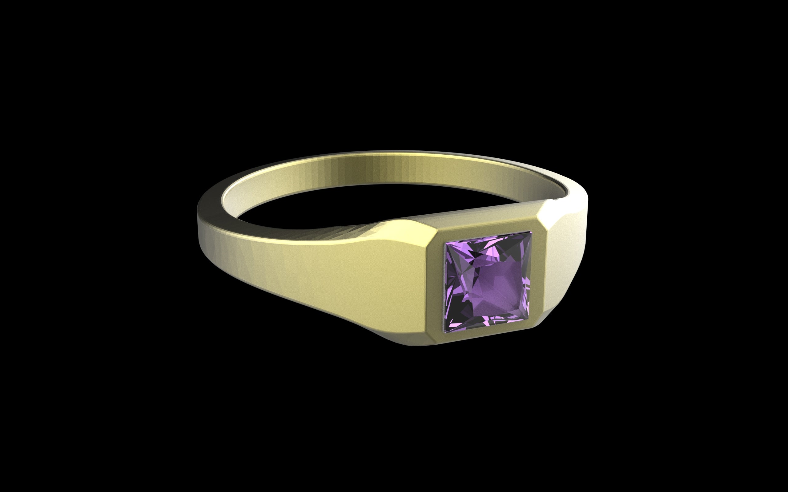 "Quadrift" Minimalist Square Signet Ring - Custom Square Gemstone - Sterling Silver / Brass / Bronze
