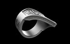 "Amneil" Future Tribal Patterned Symmetrical Ring - Sterling Silver / Brass