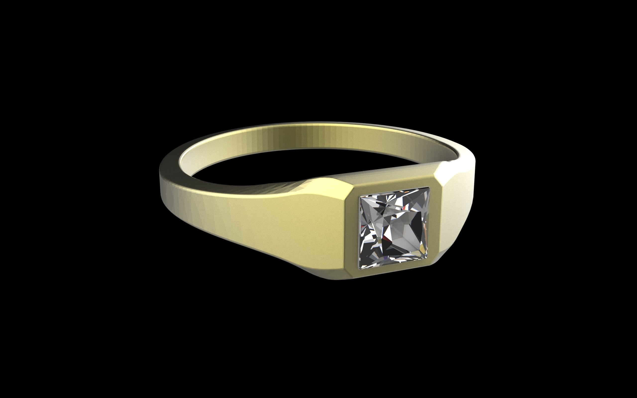 "Quadrift" Minimalist Square Signet Ring - Custom Square Gemstone - Sterling Silver / Brass / Bronze