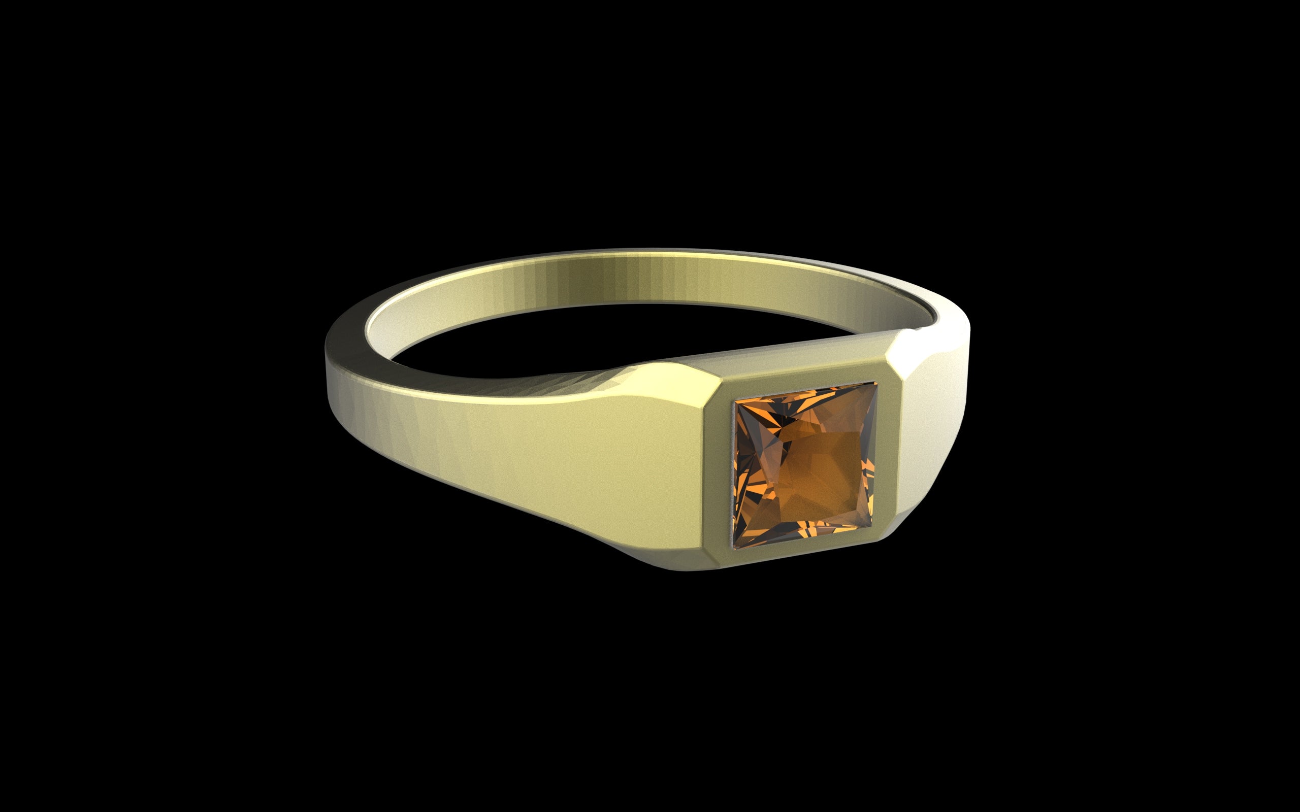 "Quadrift" Minimalist Square Signet Ring - Custom Square Gemstone - Sterling Silver / Brass / Bronze