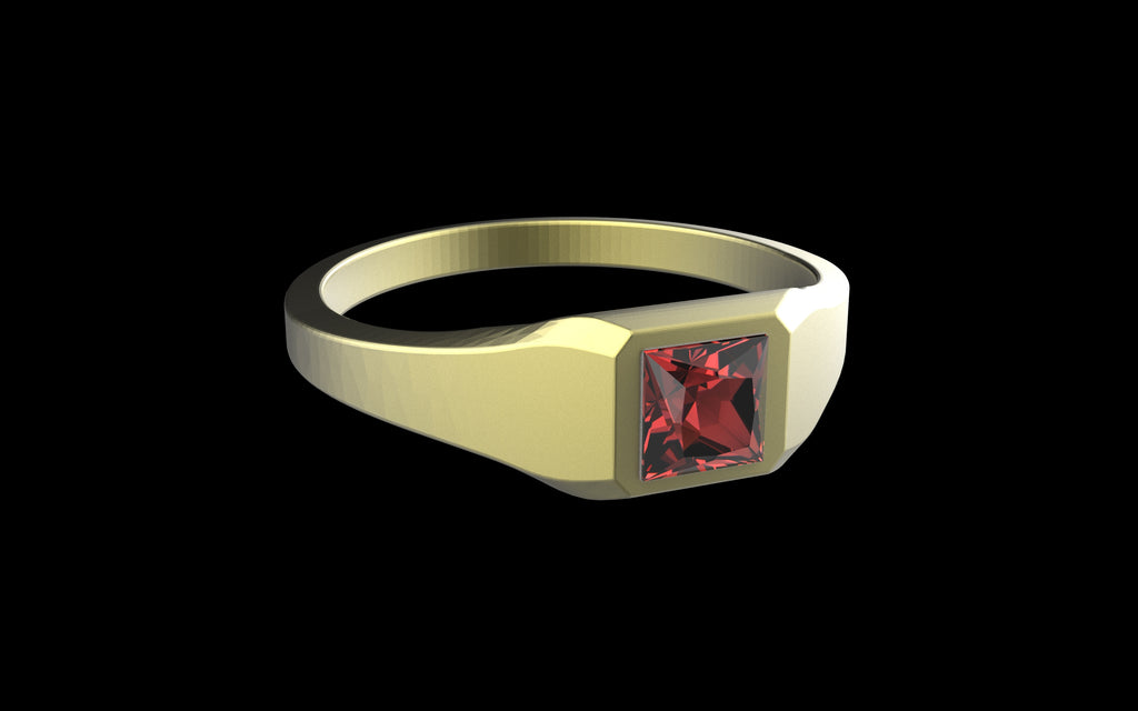 "Quadrift" Minimalist Square Signet Ring - Custom Square Gemstone - Sterling Silver / Brass / Bronze