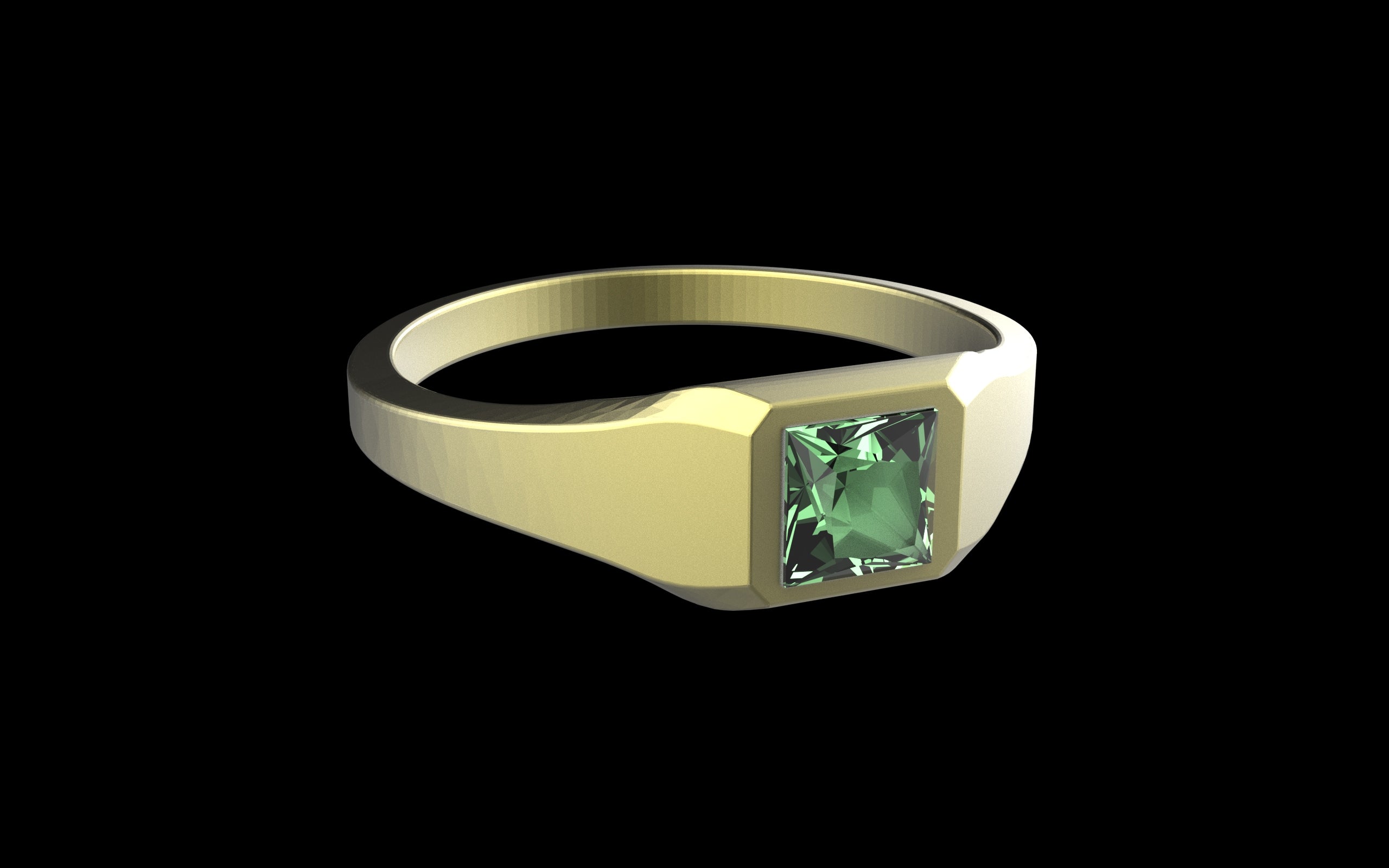 "Quadrift" Minimalist Square Signet Ring - Custom Square Gemstone - Sterling Silver / Brass / Bronze