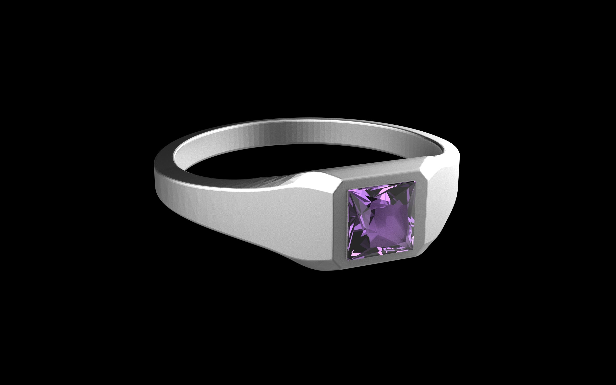 "Quadrift" Minimalist Square Signet Ring - Custom Square Gemstone - Sterling Silver / Brass / Bronze